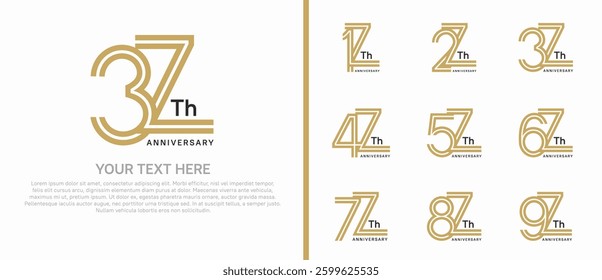 logo anniversary set. brown color double line on white background for special event