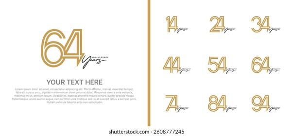 logo anniversary set. brown color with black handwriting on white background for special event