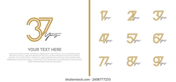 logo anniversary set. brown color with black handwriting on white background for special event