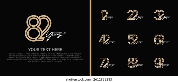 logo anniversary set. brown color with white handwriting on black background for special event