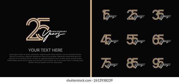 logo anniversary set. brown color with white handwriting on black background for special event