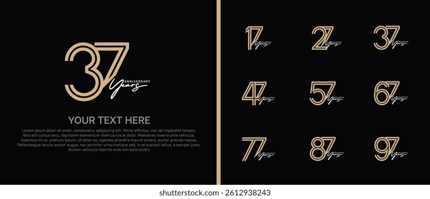 logo anniversary set. brown color with white handwriting on black background for special event