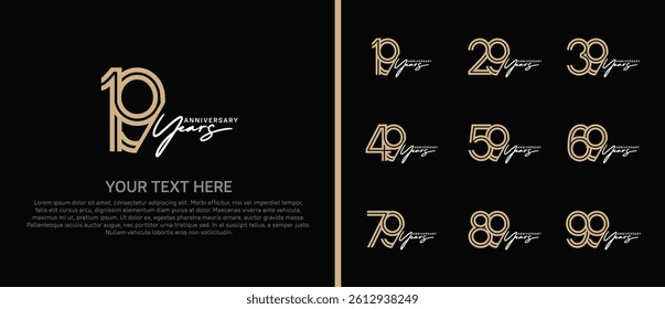 logo anniversary set. brown color with white handwriting on black background for special event