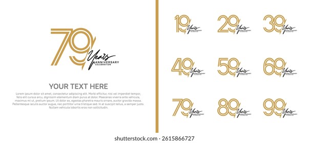 logo anniversary set. brown color with black handwriting on white background for special event