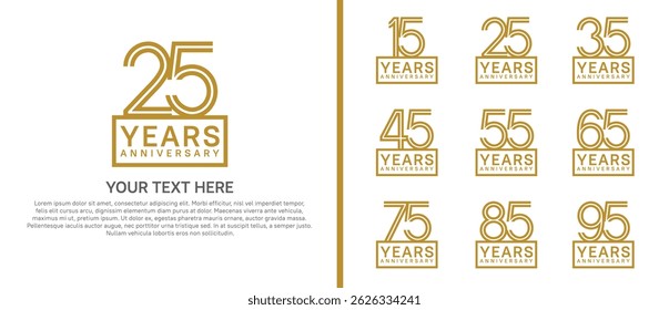 logo anniversary set. brown color with square on white background for special event