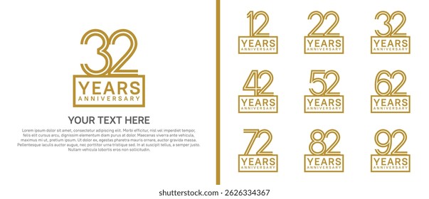 logo anniversary set. brown color with square on white background for special event