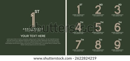 logo anniversary set. brown and white color on green background for special event