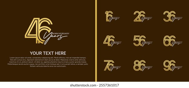 logo anniversary set. gold color with silver handwriting on brown background for special event