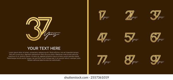 logo anniversary set. gold color with silver handwriting on brown background for special event