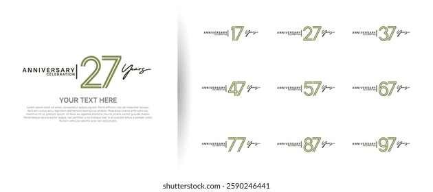 logo anniversary set. green and black color on white background for special event
