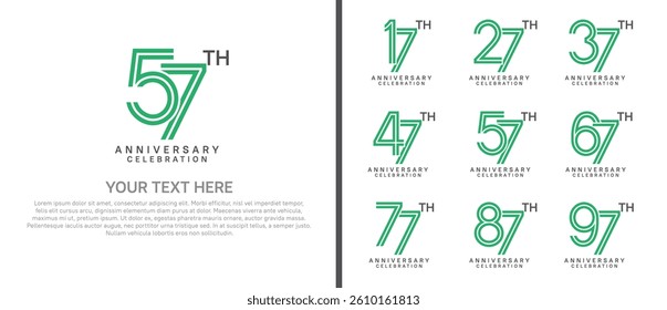 logo anniversary set. green and black color on white background for special event