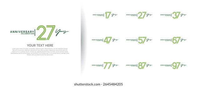 logo anniversary set. green and black color on white background for special event