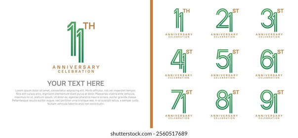 logo anniversary set.  green color on white background for special event