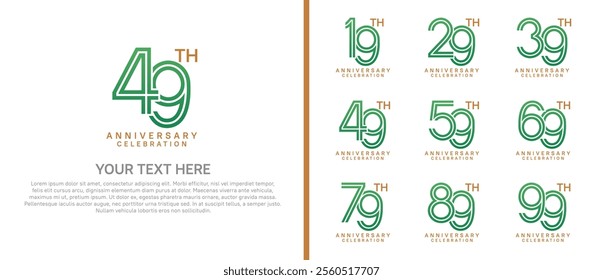 logo anniversary set.  green color on white background for special event