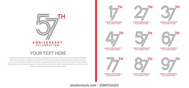 logo anniversary set.  grey and red color on white background for special event