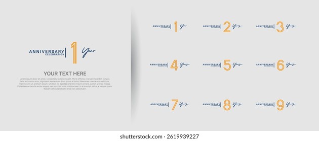 logo anniversary set. orange and black color on white background for special event