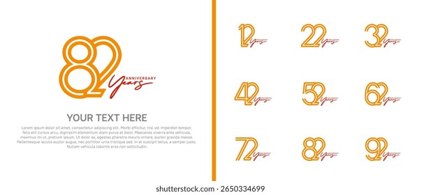 logo anniversary set. orange color with red handwriting on white background for special event
