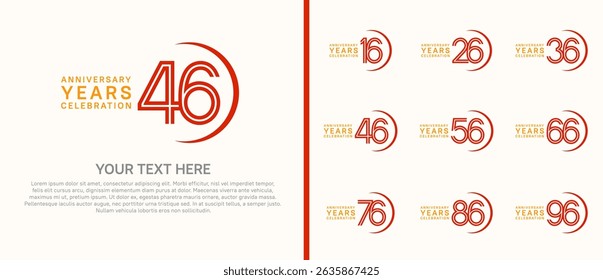 logo aniversário set. cor laranja e vermelha com swoosh no fundo branco para evento especial