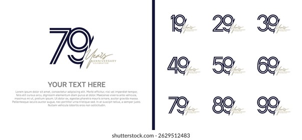 logo anniversary set. purple color with brown handwriting on white background for special event