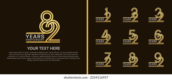 logo anniversary set. silver and gold color on brown background for special event