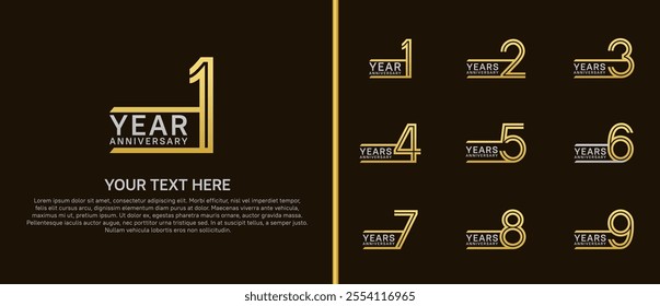 logo anniversary set. silver and gold color on brown background for special event