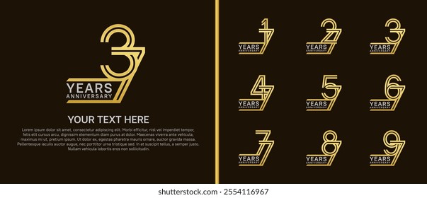 logo anniversary set. silver and gold color on brown background for special event