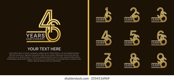 logo anniversary set. silver and gold color on brown background for special event