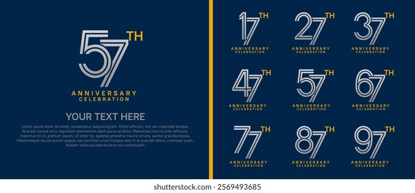 logo anniversary set.  silver and gold color on blue background for special event