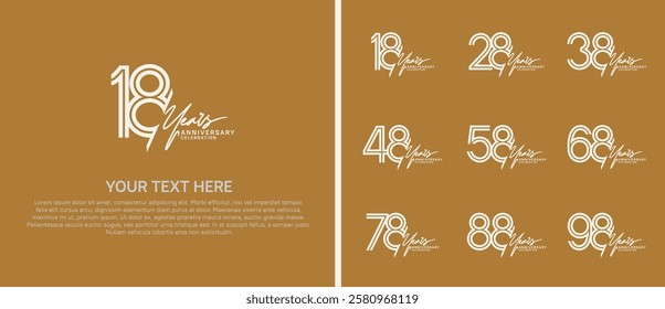 logo anniversary set. white color with white handwriting on brown background for special event