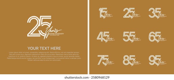 logo anniversary set. white color with white handwriting on brown background for special event