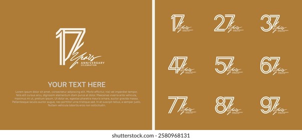 logo anniversary set. white color with white handwriting on brown background for special event