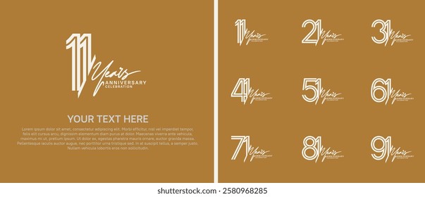 logo anniversary set. white color with white handwriting on brown background for special event