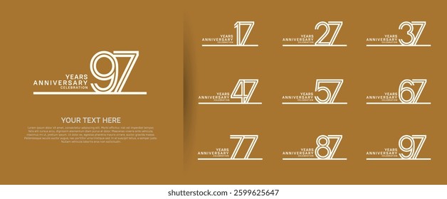 logo anniversary set. white color with long line on brown background for special event