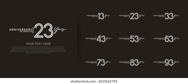 logo anniversary set. white color on brown background for special event