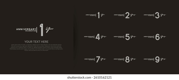 logo anniversary set. white color on brown background for special event