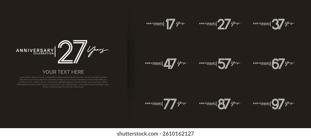 logo anniversary set. white color on brown background for special event