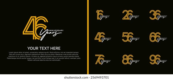 logo anniversary set. yellow color with white handwriting on black background for special event