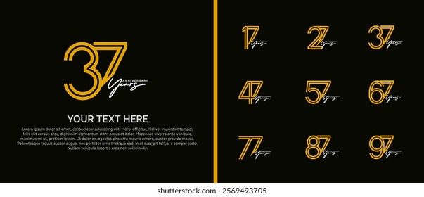 logo anniversary set. yellow color with white handwriting on black background for special event