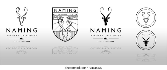 Logo antelope business. Abstract image of an antelope head. Vector illustration. Silhouette wild animals.