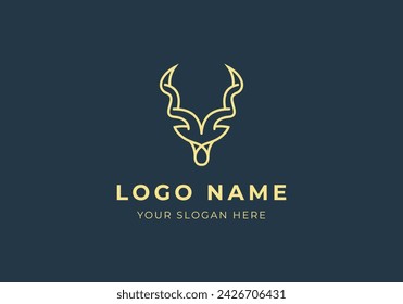 logo antelope head and horn. modern and minimalist antelope logo design. Editable color