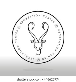 Logo antelope on a black background for business. Abstract illustration of an antelope head. Silhouette of wild animal.Vector illustration.