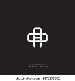 Logo AO A O OA initial monogram locked style with black and white colors