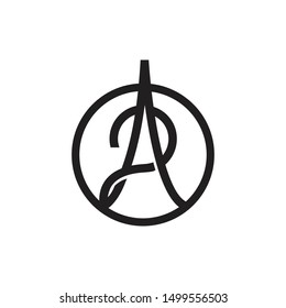 logo ap, pa with a minimalist concept like the eiffel tower is also similar to a needle thread