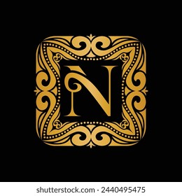 logo aphabet gold frame luxury
