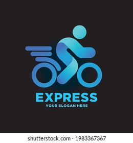 Logo or APP icon design for  restaurant, cafe, courier service or mail service. Rider on motorcycle abstract icon. vector illustration