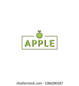 the logo of an apple with a green apple above the writing of an apple written in the box makes it different. elegant, vector, modern, unique.