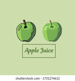 The logo of Apple juice. Vector illustration of two green apples on a green-yellow background. Logo with two green apples. 
