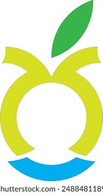Logo apple, logotype, geometric, abstract, eco, bio, plant, fruit, round, curved, food, sport, vitamins, exercise, healthy, fruit bar,