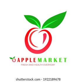 logo apple with red and green color. vector illustration