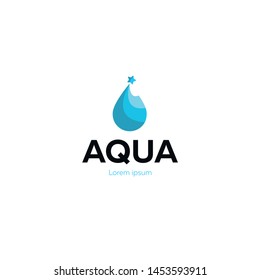 Logo Aqua drop, win, gradient wave. Design concept of clean water, for mobile app, website. Vector illustration